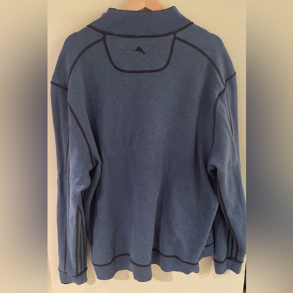 Tommy Bahama Reversible Quarter Zip Sweater - Mens Large Navy and Blue - Picture 4 of 7